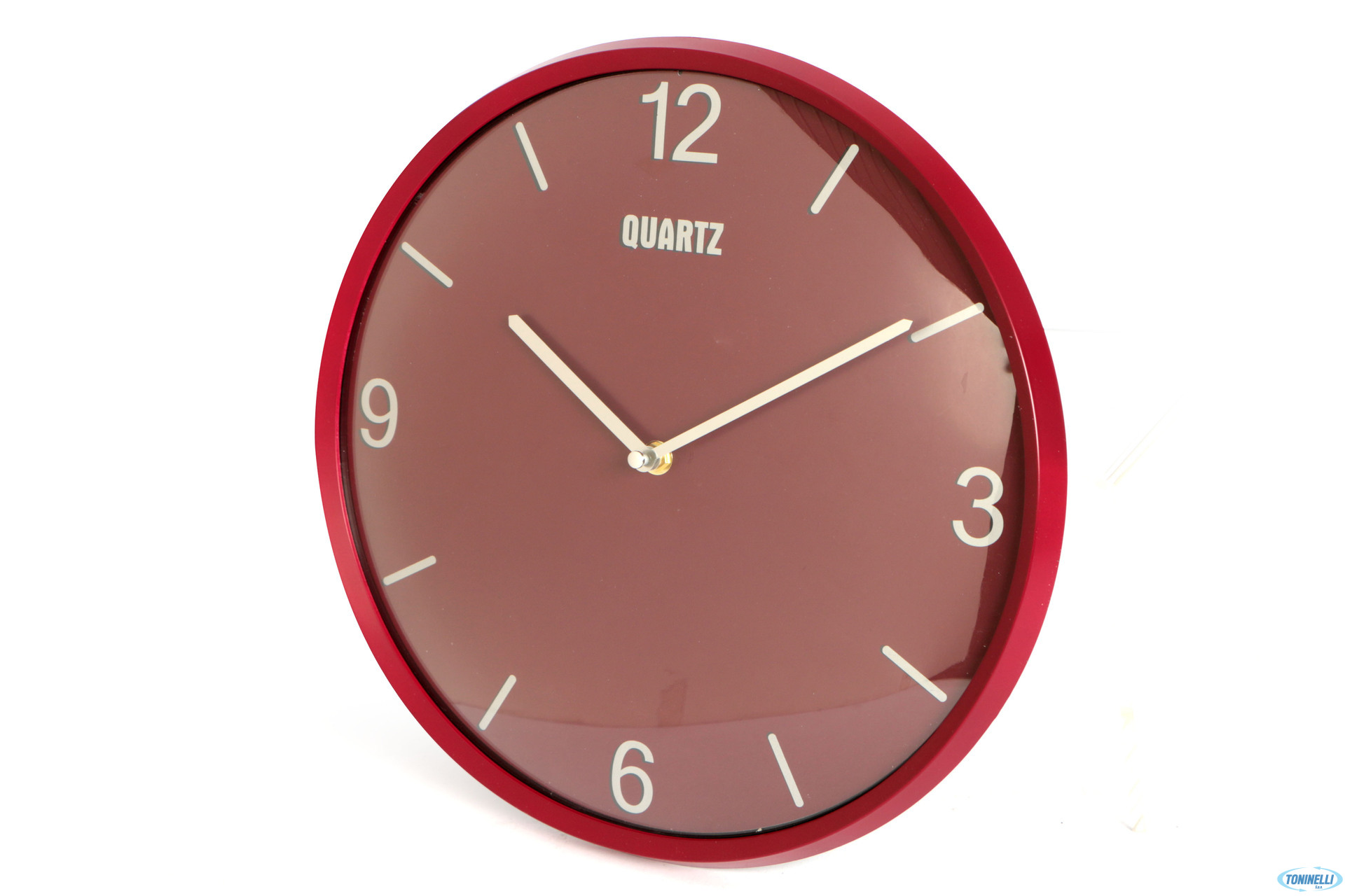 Orologio da Parete in Metallo Tondo Rosso 37 cm